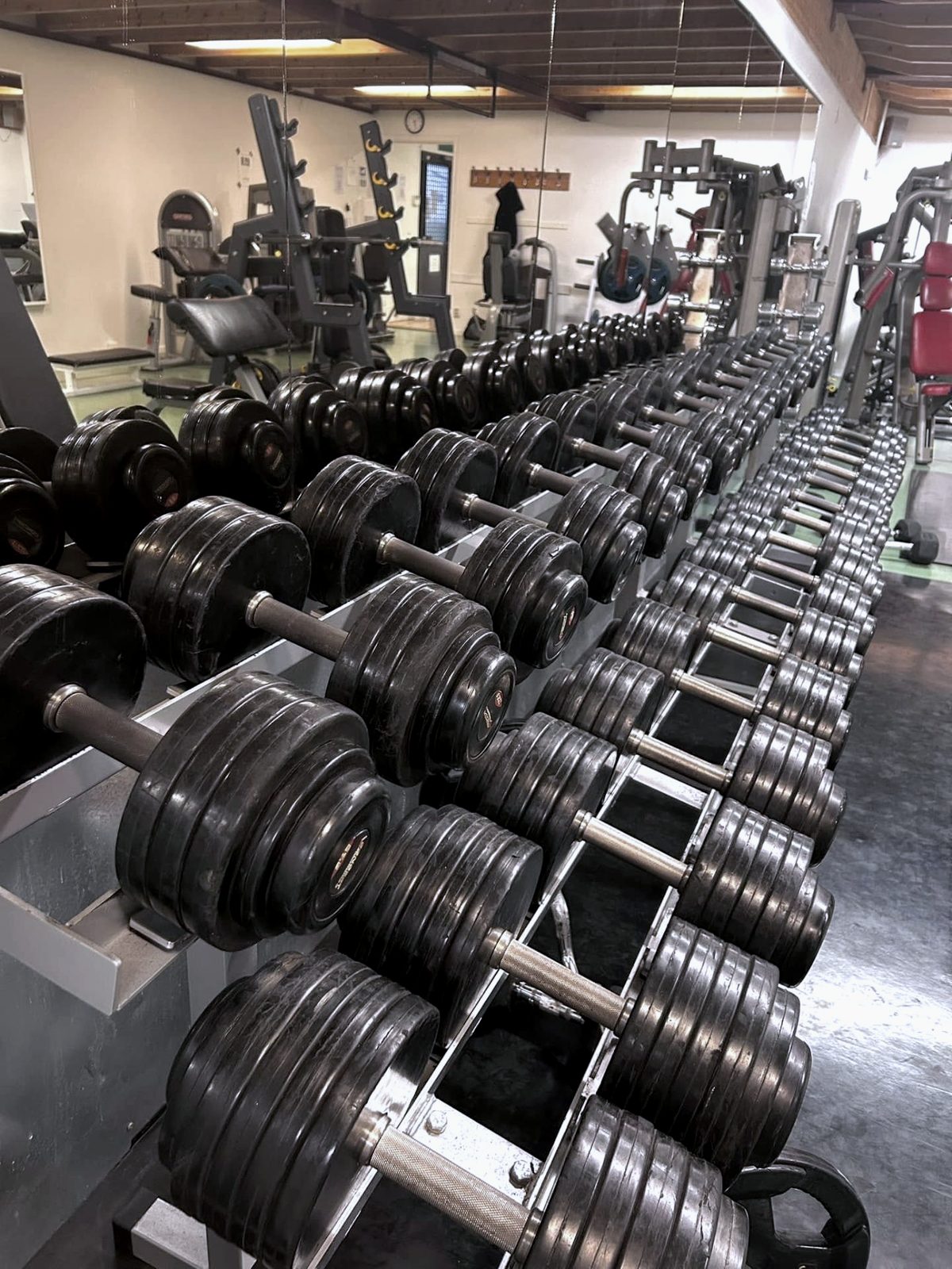 Hantelrad med hantlar i alla vikter på Bjuvs Gym & Rackethall